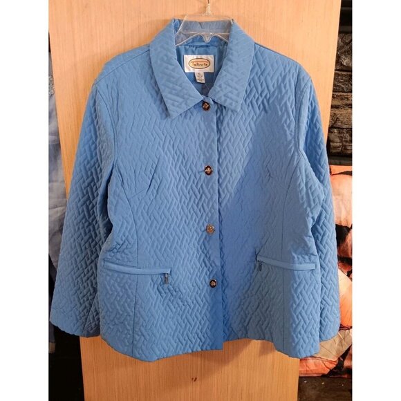 TALBOTS Women’s Size XL JACKET Coat Lined Spring Fall Pea Coat Quilted Pale Blue - Picture 1 of 6